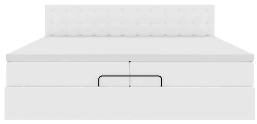 Ottomán ágykeret matraccal tiszta fehér 200x200cm műbőrrel