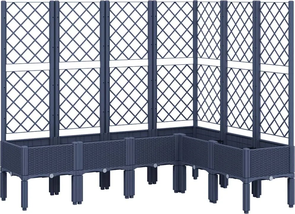 vidaXL kékszürke PP rácsos kerti ültetőláda 160 x 120 x 142 cm