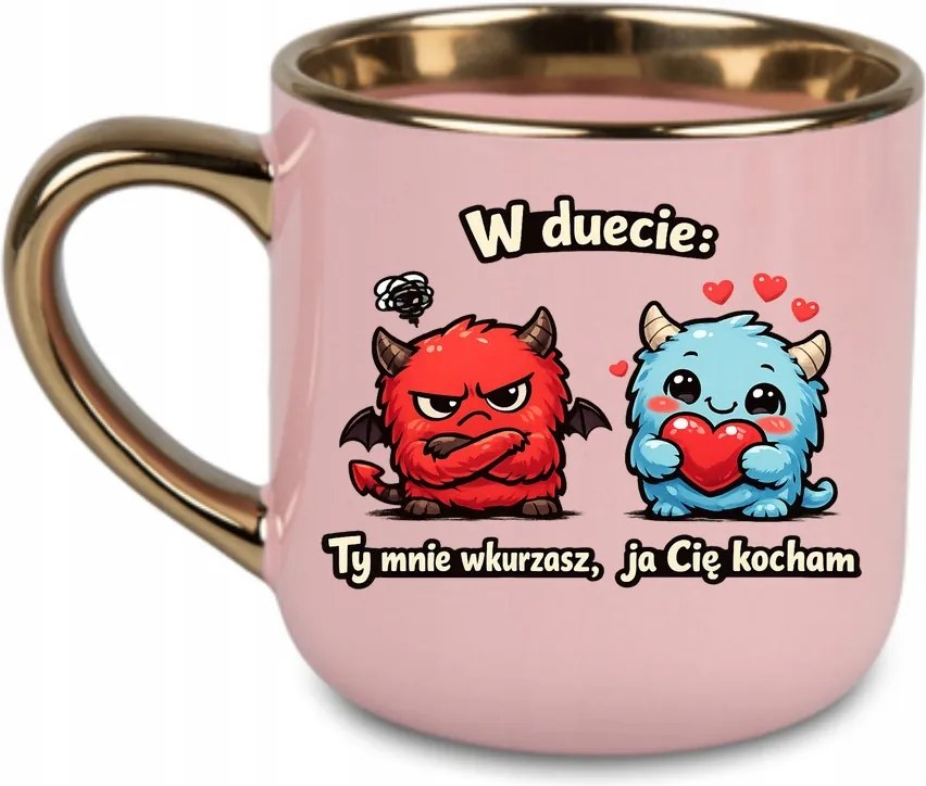 Bögre Duett: Te idegesítesz, én szeretlek Valentin nap 400 Rózsaszín