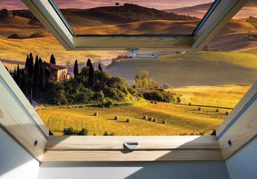 Olasz tájra néző ablak poszter, fotótapéta 10411 több méretben, alapanyagban