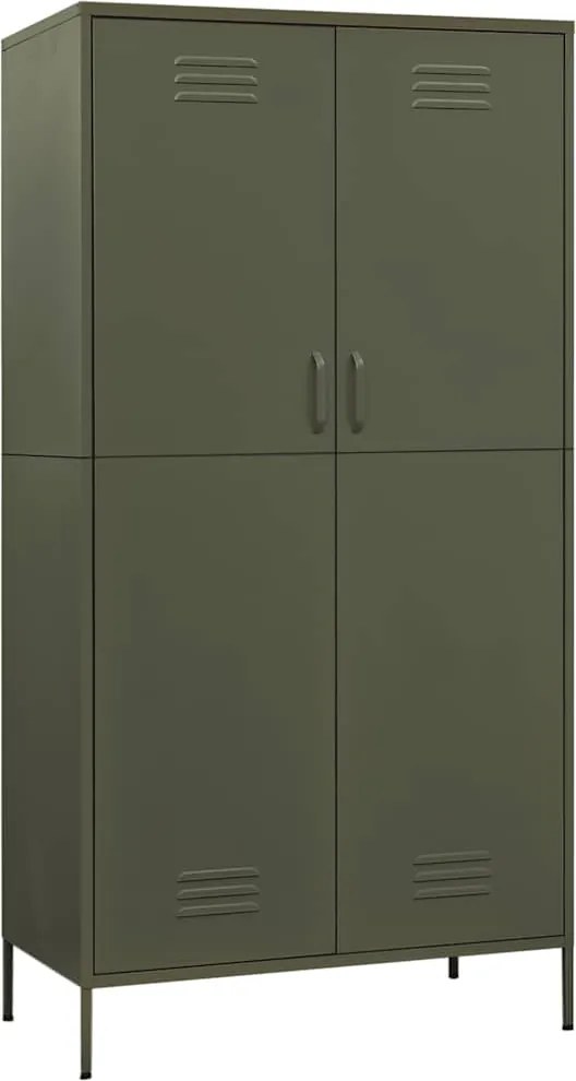 vidaXL olívazöld acél ruhásszekrény 90 x 50 x 180 cm