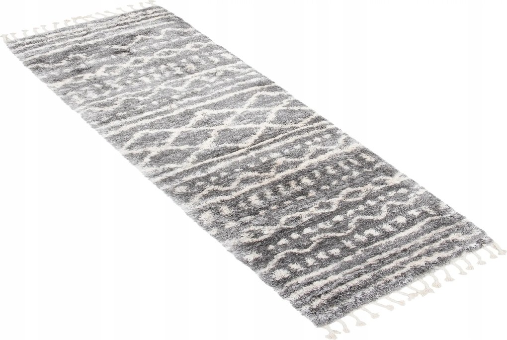 Járdaszőnyeg Shaggy Aztec 70x300 Boho rojtos w10