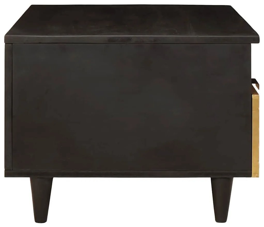 Dohányzóasztal Fekete és Arany 80 x 54 x 40 cm tömör mangófa