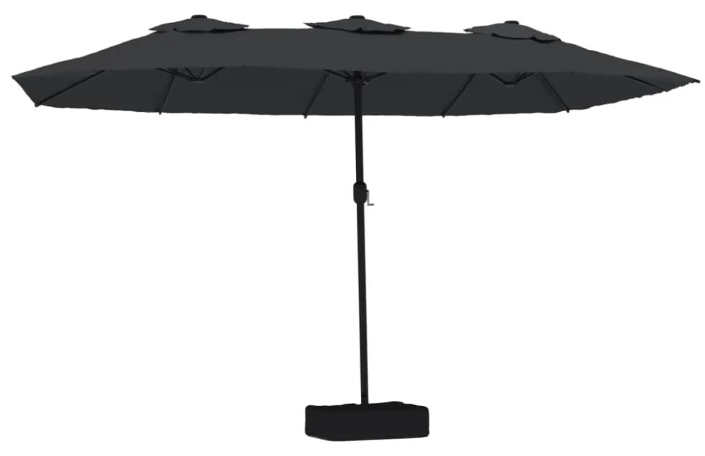 fekete dupla tetős napernyő LED-ekkel 449x265 cm