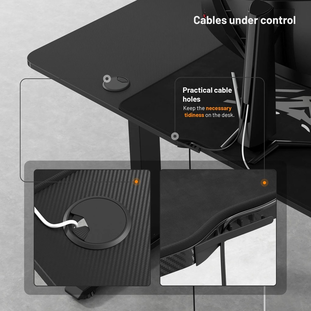 Elektromosan magasságban állítható íróasztal 140 cm fekete: Diablo X-Tensio 1400