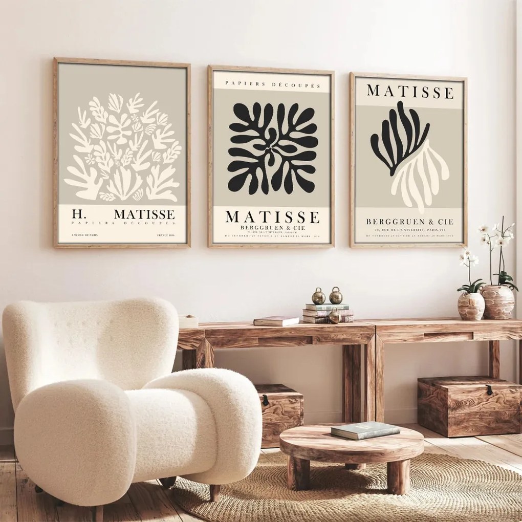 Huhu257 keretezett MDF falikép, 50 x 70 cm, 3 db-os szett