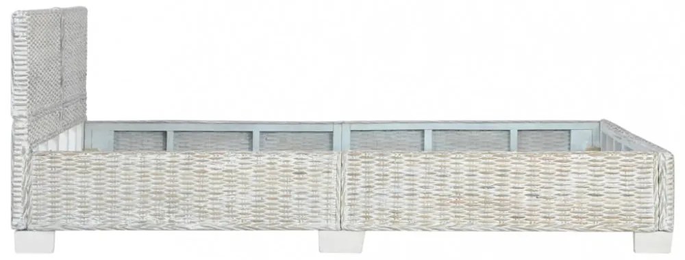 szürke természetes rattan ágykeret 140 x 200 cm