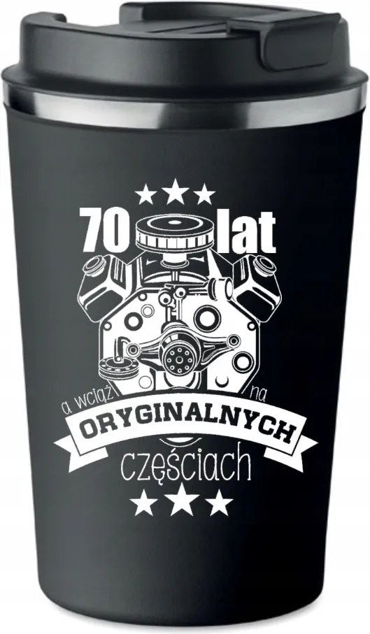 Prémium Termo Bögre fekete vicces ajándék 70 éves Születésnapra KT_404
