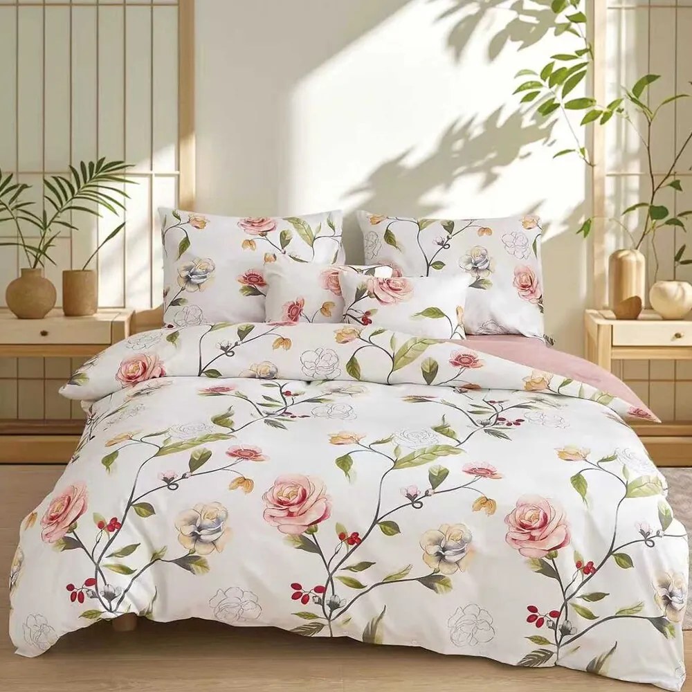 Flanel ágyneműhuzat Homa BRIA ROSES 7 részes 140x200 cm