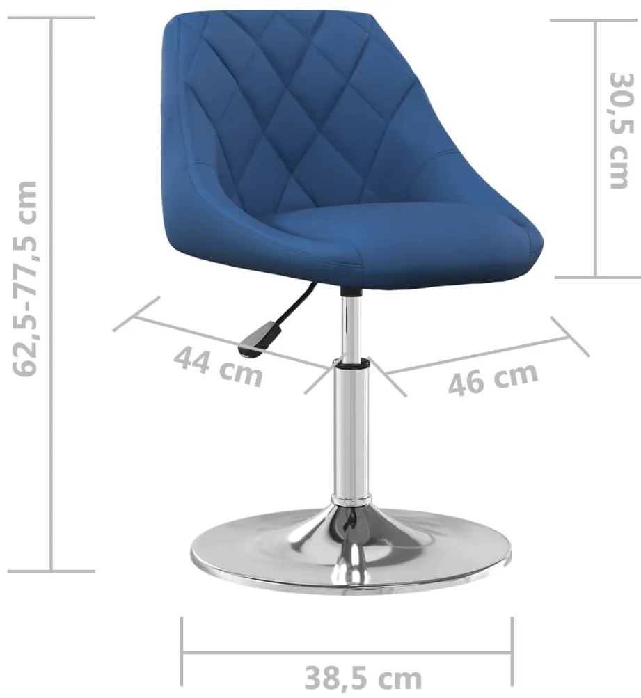 vidaXL 2 db kék bársony forgó étkezőszék