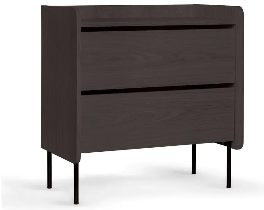 Fekete magas komód tölgyfa dekorral 80x82 cm Wrap – Bonami Selection