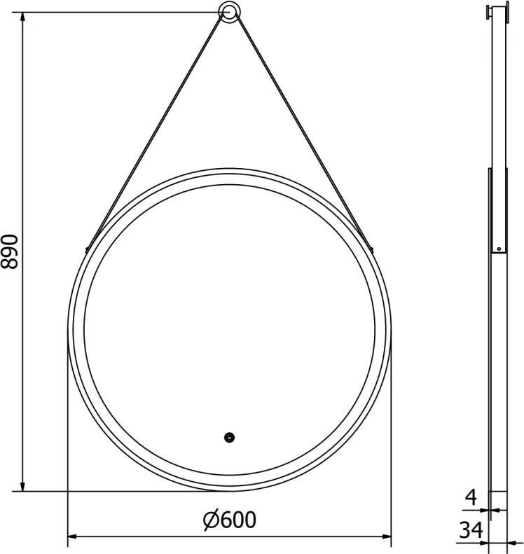 Mexen Reni, LED fürdõszobai tükör háttérvilágítással 60x60 cm, 6000K, fekete keret, páramentes, 9812-060-060-611-70