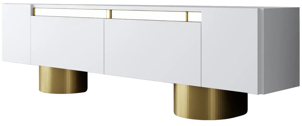 TV szekrény Bohem - White, Gold