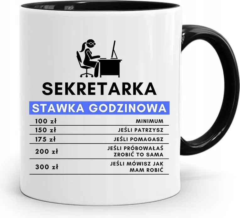 Bögre Fekete Ajándék Titkárnőnek Tét nyomott mintával