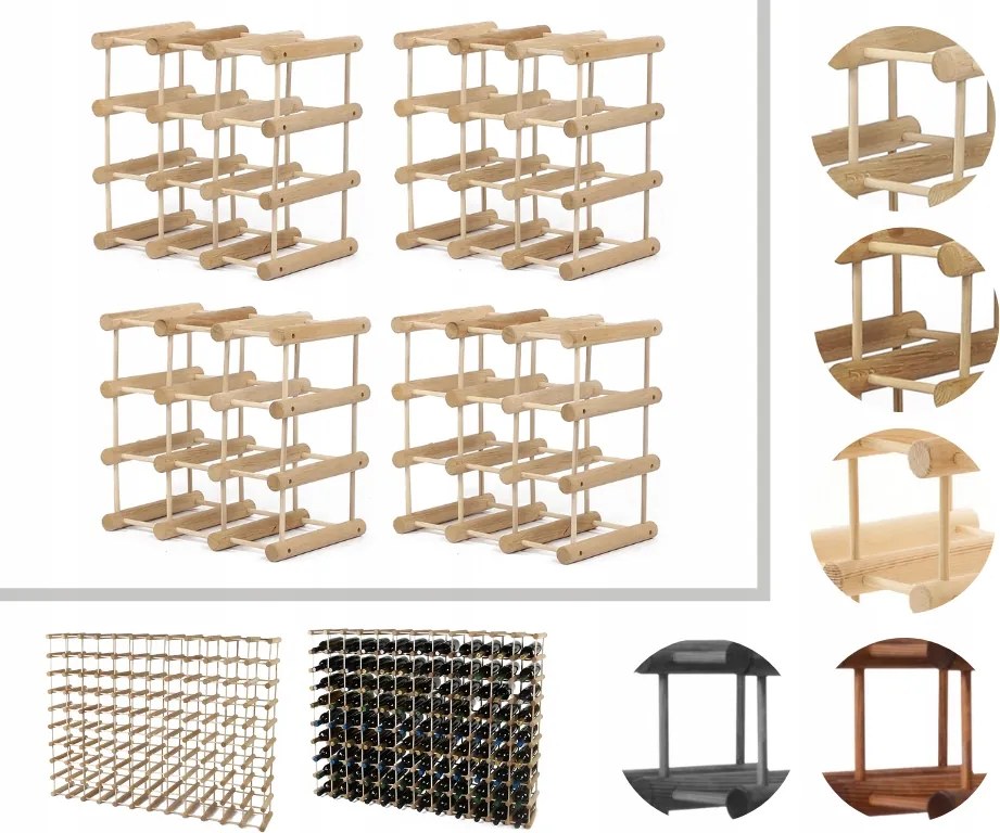 Bortartó állvány tölgy bortartó állvány Moduláris alkoholtartó állvány 36+9cipő Tölgy