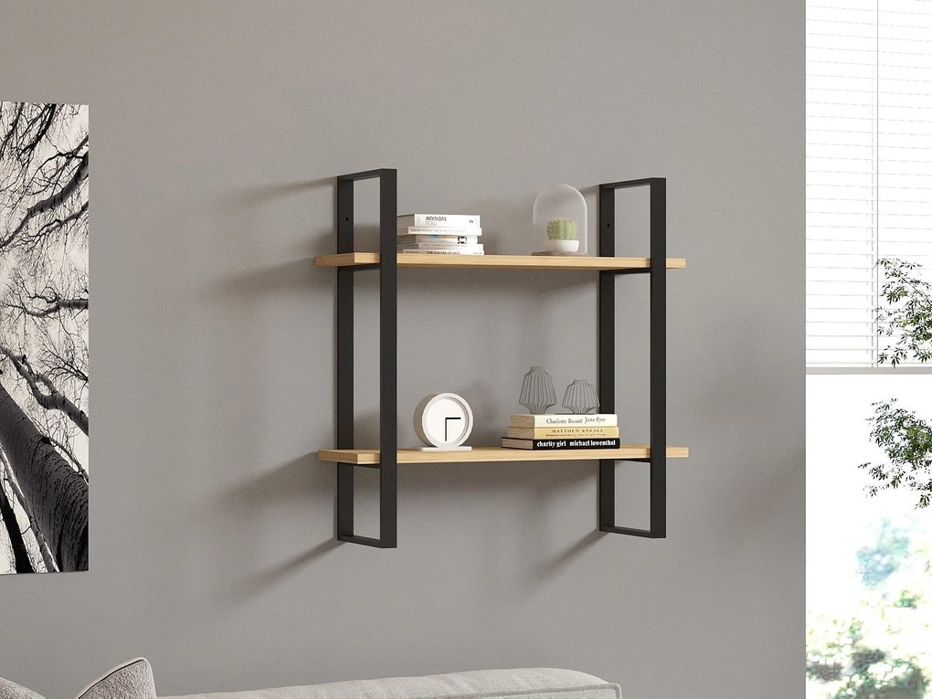Fali polc Buba - Sapphire Oak, Black