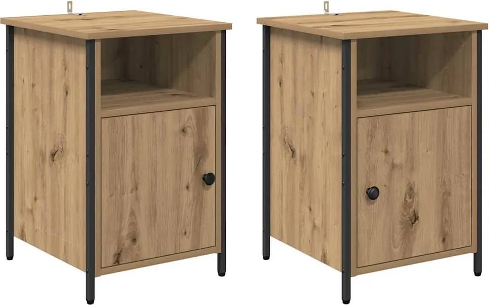 vidaXL Éjjeliszekrény 2 pcs Artisan tölgy 40 x 42 x 60 cm Faanyag