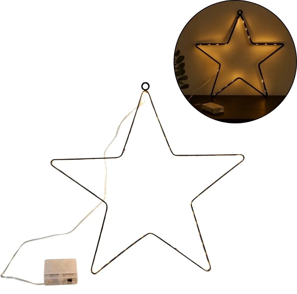 LED karácsonyi csillag STARQUE 40 cm, fekete