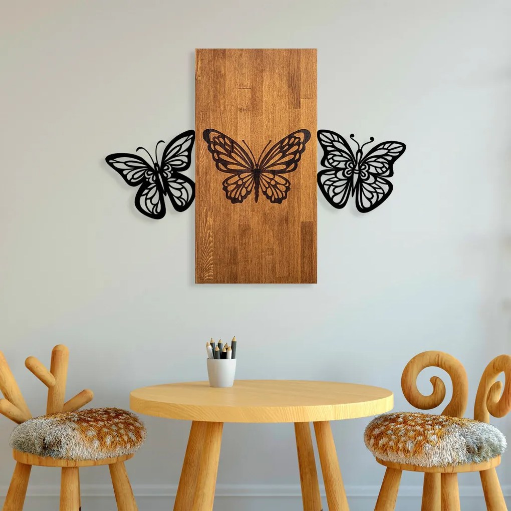 Butterflies fém fa fali dekoráció, 74×58 cm