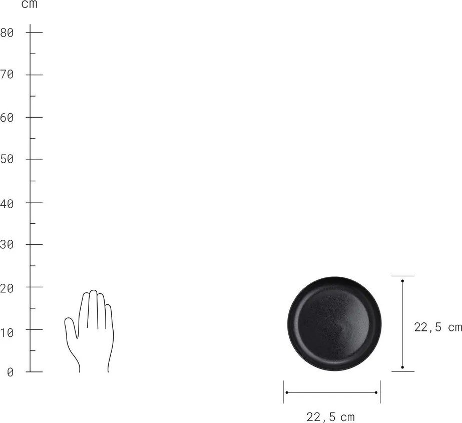 CASA NOVA mélytányér Ø22,5cm, 4 db-os készlet, fekete