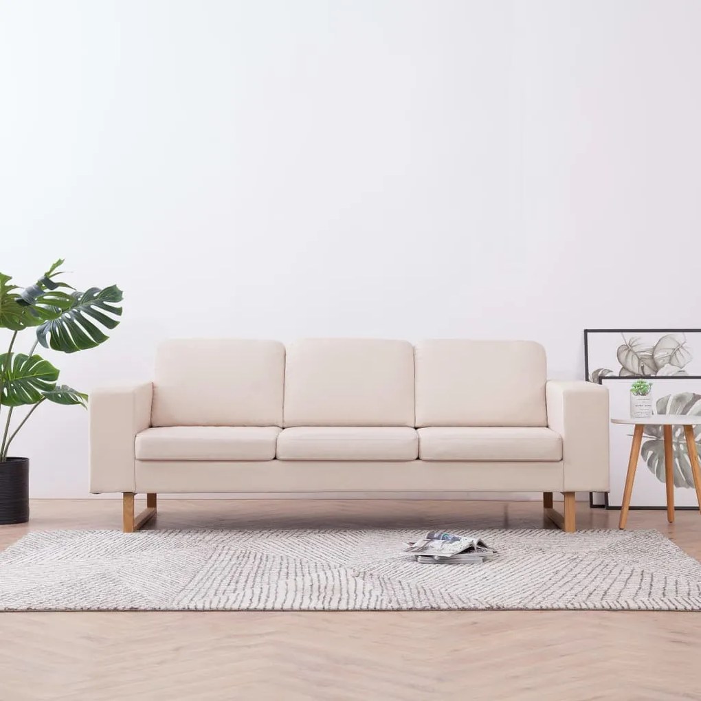 vidaXL 3-személyes krémszínű szövetkanapé