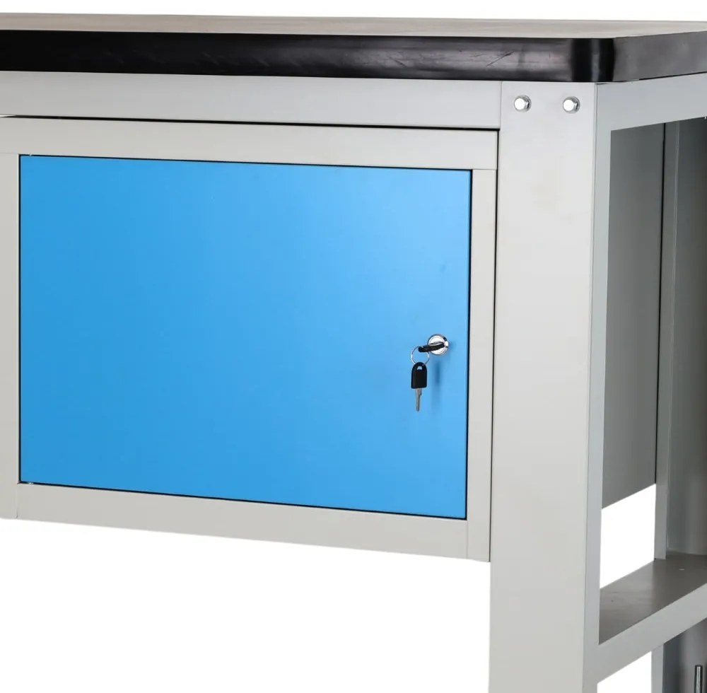 Műhelyasztal Solid MDF-01, 180 cm, függő doboz, fekete
