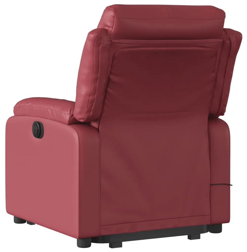 Elektromos bordó műbőr felállást segítő dönthető masszázsfotel