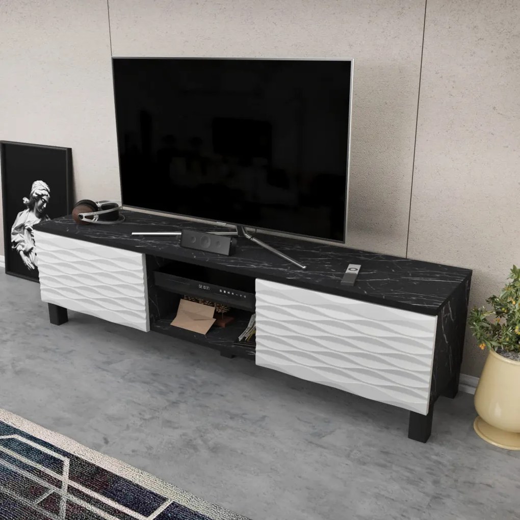 Lukas TV-állvány, fekete-fehér, 150 cm