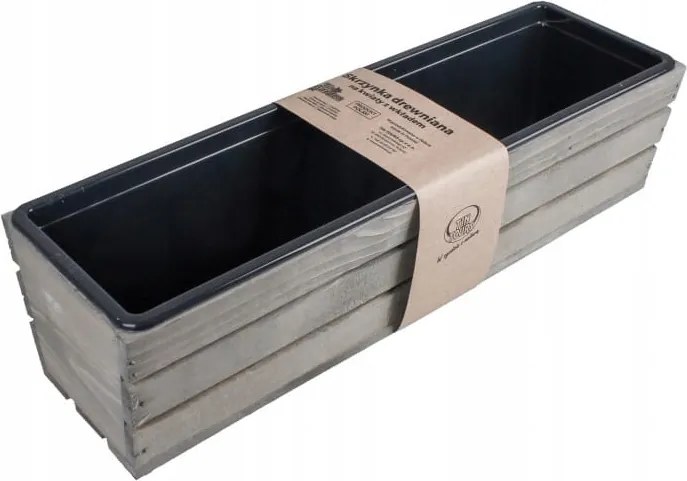 Szürke Fa Erkélyláda Virágok És Gyógynövények Számára Betéttel 60x18x15 cm