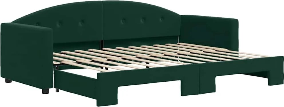 vidaXL sötétzöld kihúzható bársony heverő 80 x 200 cm