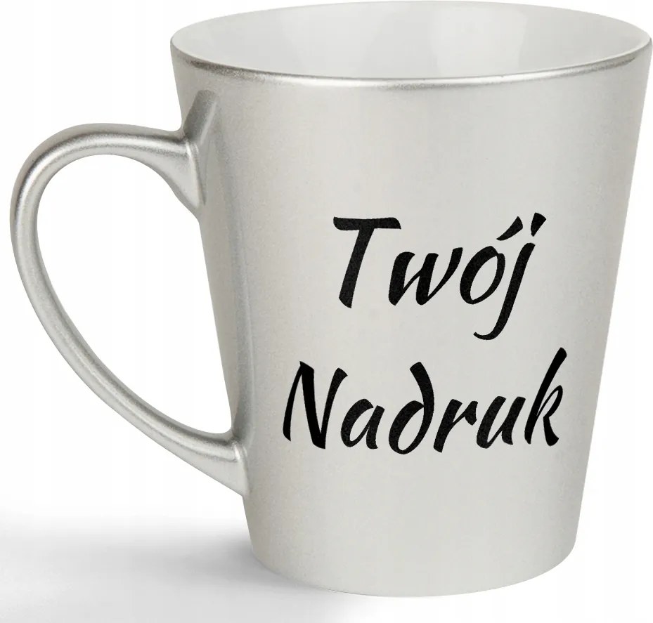 Ezüst Latte bögre saját fényképpel Név Felirattal Logo Foto Varázsló