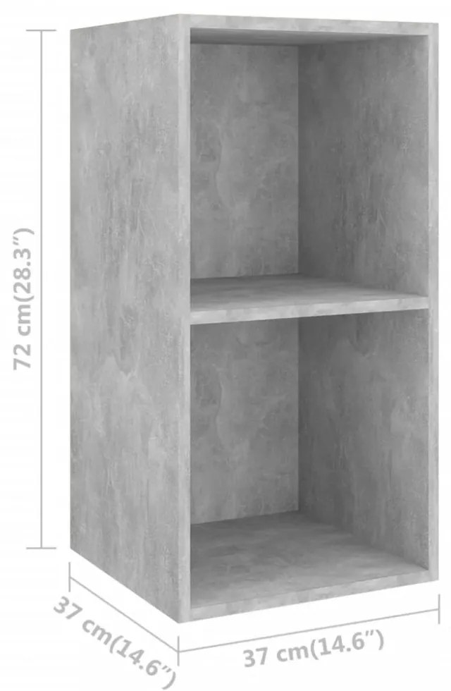 betonszürke szerelt fa falra szerelhető TV-szekrény 37x37x72 cm