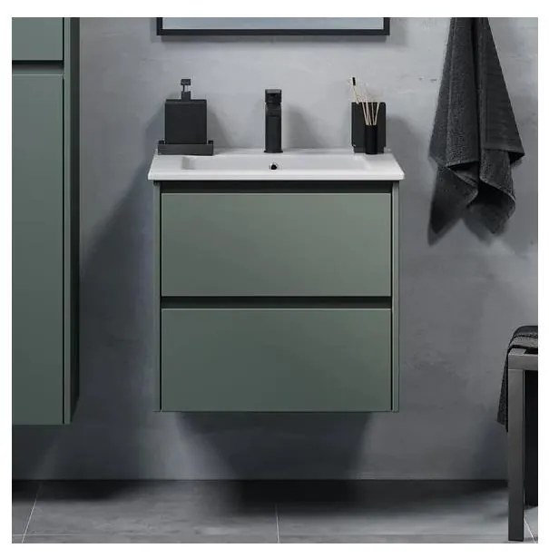 MOLDE 60 cm-es fürdőszobaszekrény mosdóval, zöld