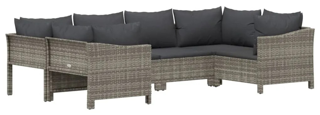 6 részes szürke polyrattan kerti ülőgarnitúra párnákkal
