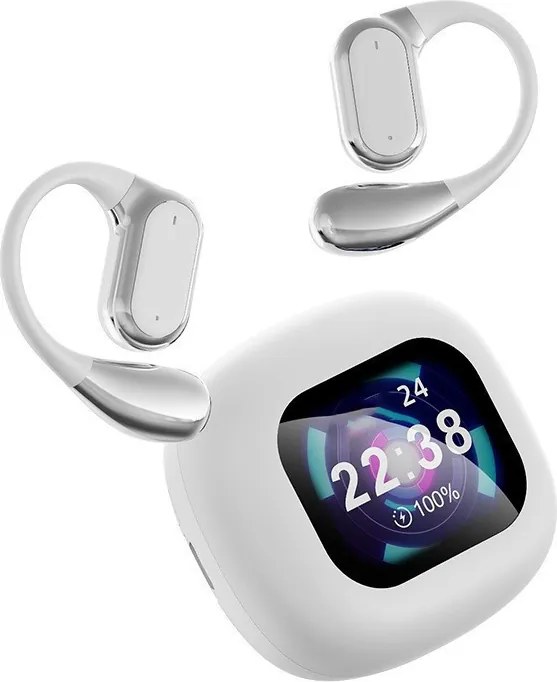 SonicEdge Q18 Kijelzős bluetooth fülhallgató,ANC zajszűréssel,fehér MZS-333