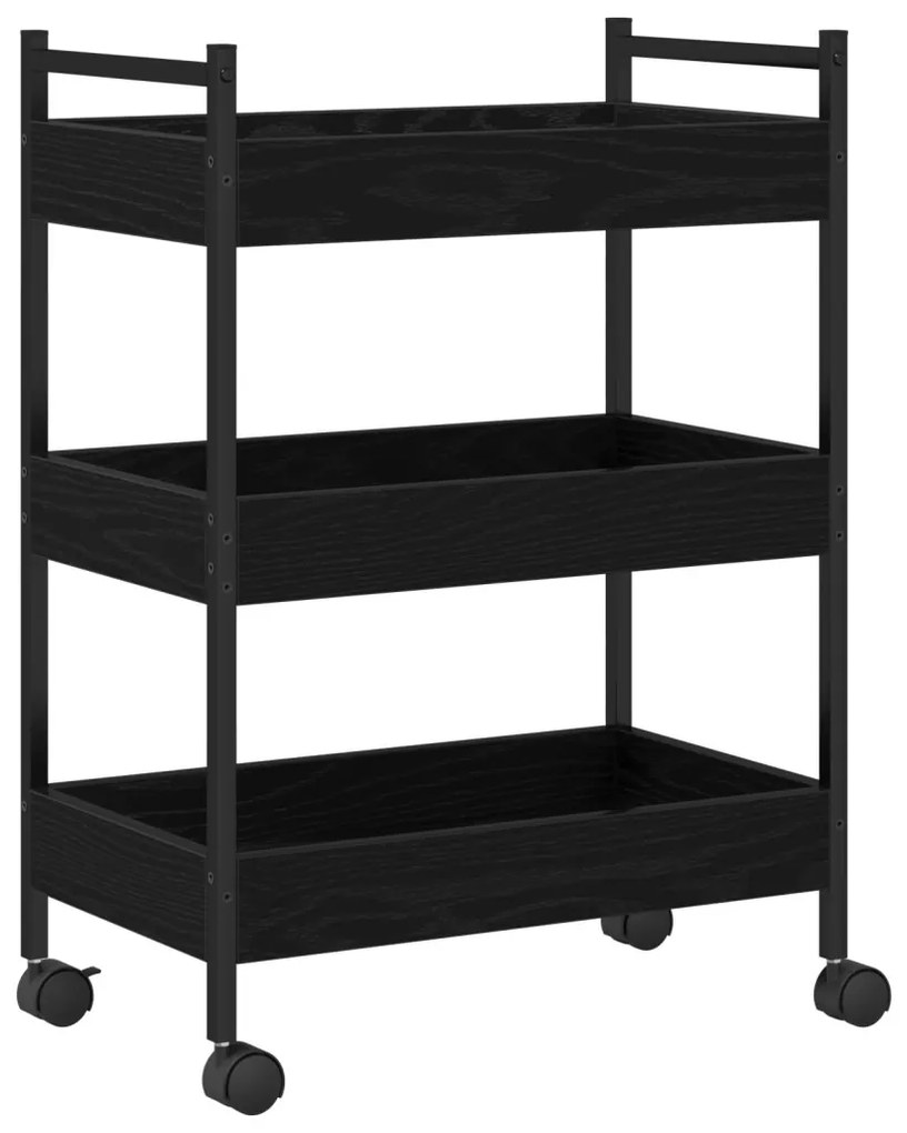 Konyhai Trolley Fekete Tölgy 50x30x70 cm Lemezelt Fa
