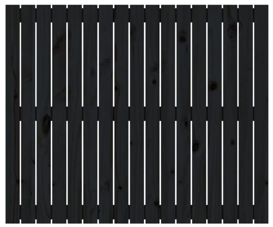 fekete tömör fenyőfa fali fejtámla 108x3x90 cm