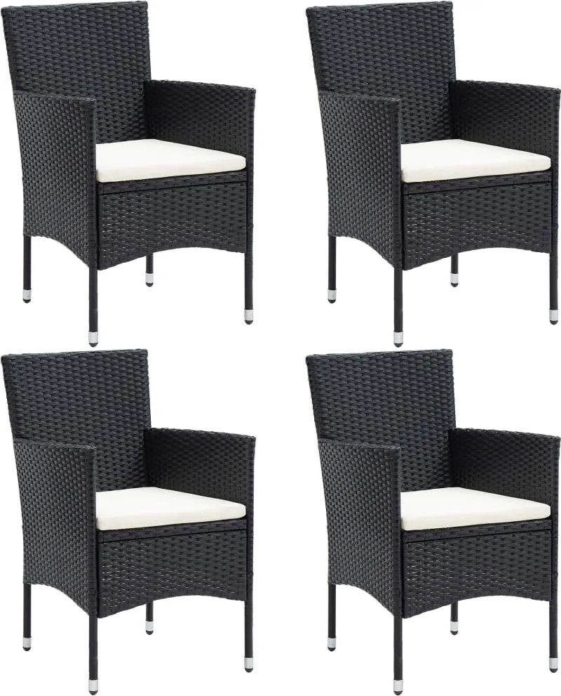 vidaXL 4 db fekete polyrattan kerti étkezőszék