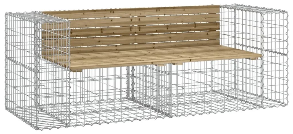 tömör impergnált fenyőfa gabion kerti pad 184x71x65,5 cm