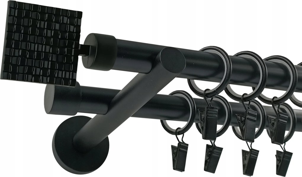 Dupla Függönykarnis Fém 19+19mm Fekete 120cm Prima