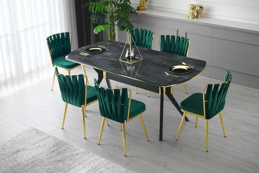 Kusakli Green and Gold étkezőszék szett, 4 db, 4 db