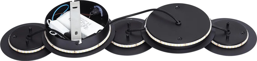 Modern fekete fali lámpa LED-del, 3 fokozatban dimmelhető, 5 fényforrással - Sunrise