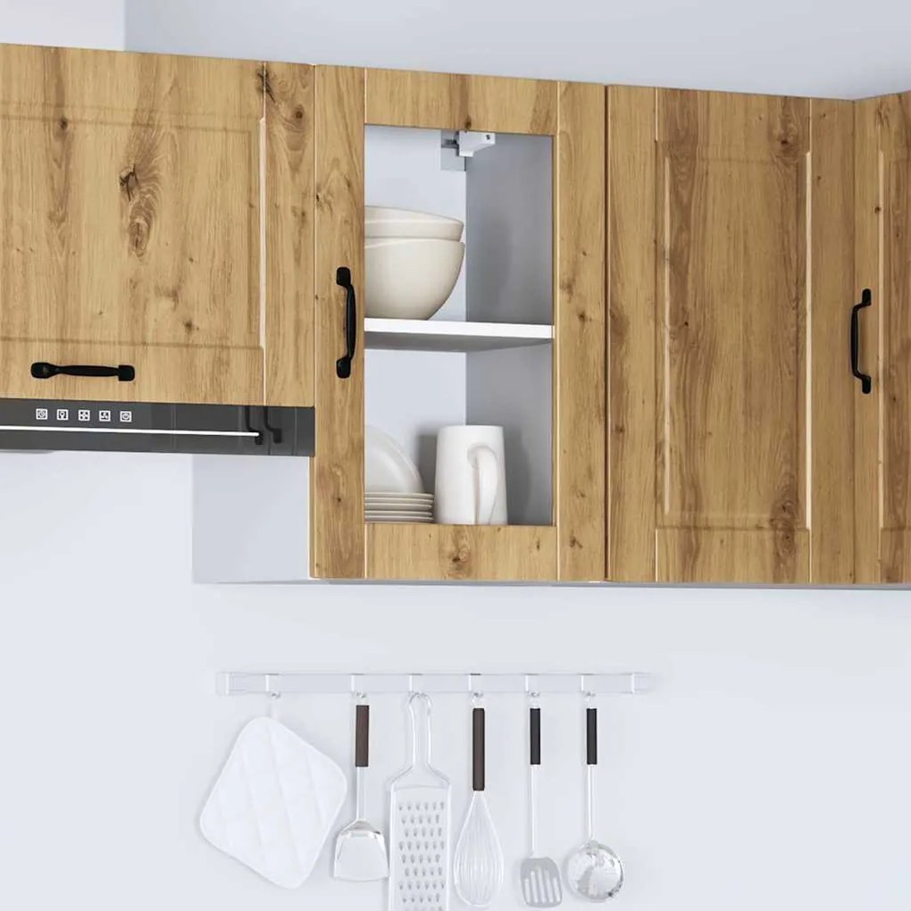 konyhai fali szekrény üvegajtóval Porto" Artisan Oak"