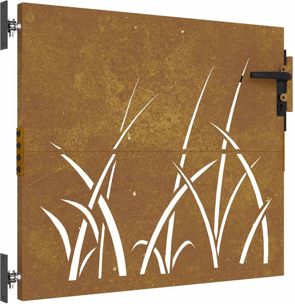 vidaXL fűmintás corten acél kerti kapu 85 x 100 cm