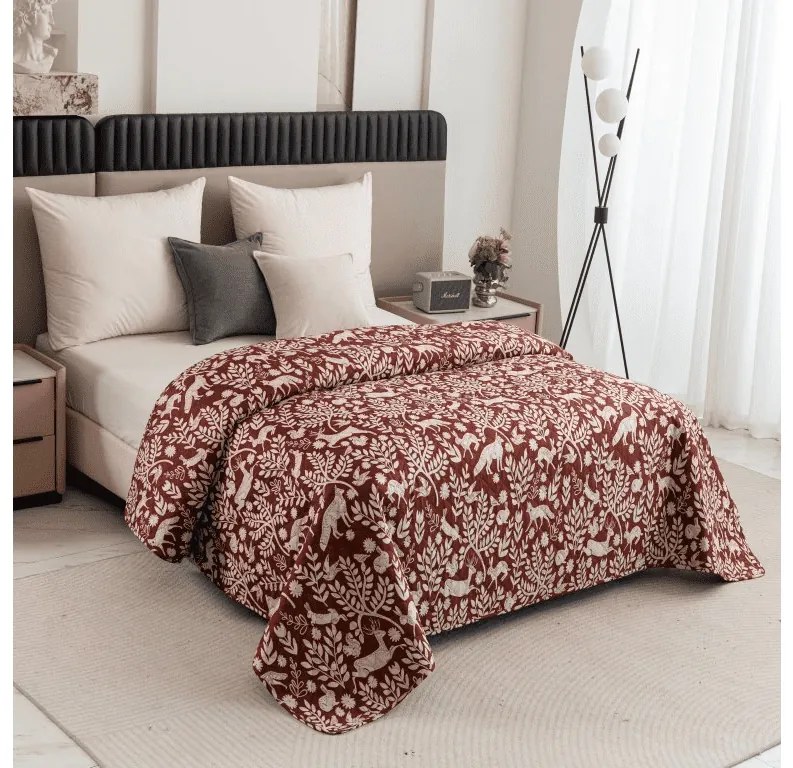 Ágytakaró FOREST ANIMALS barna Méret: 220 x 240 cm