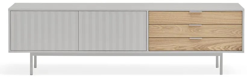 Szürke-natúr színű TV-állvány tölgyfa dekorral 180x52 cm Sierra – Teulat