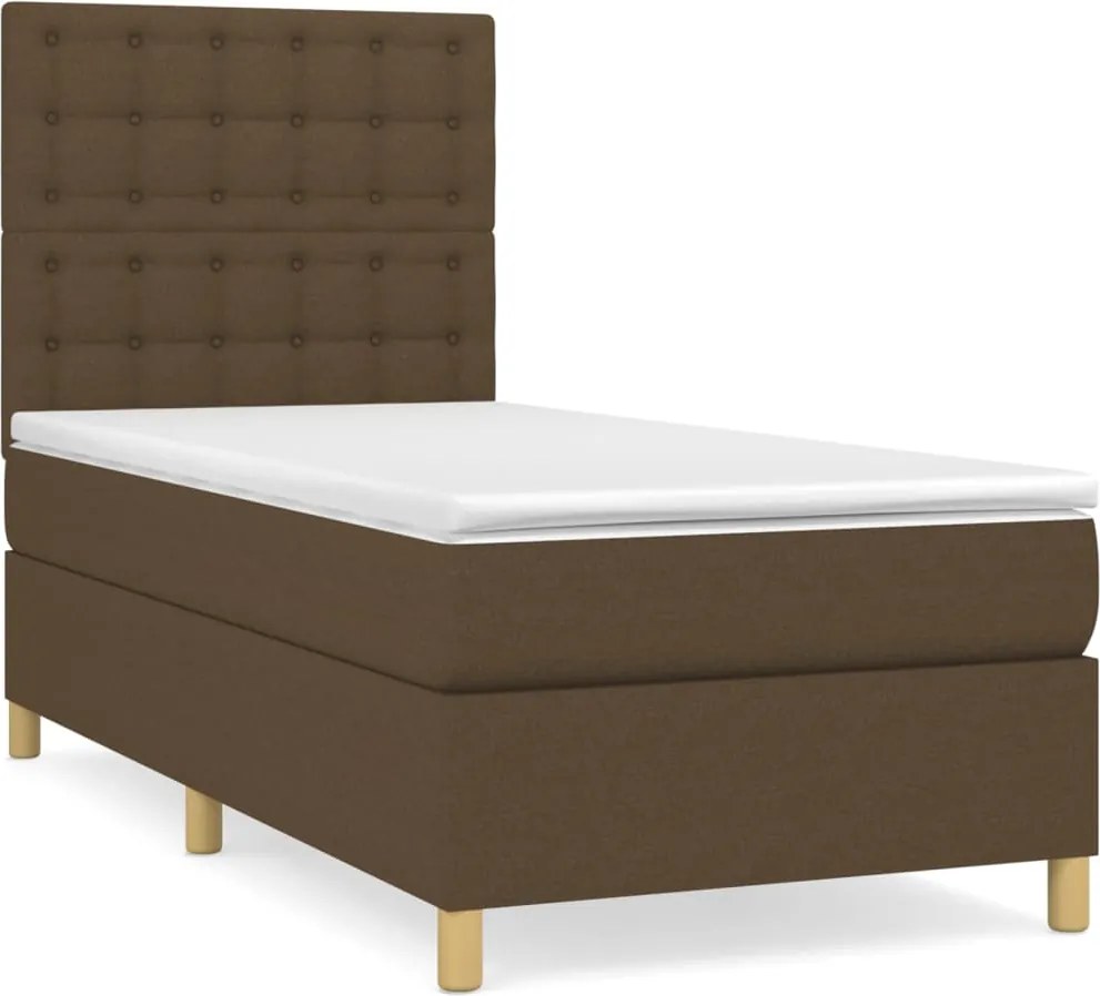 vidaXL sötétbarna szövet rugós ágy matraccal 100 x 200 cm