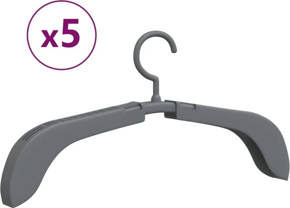 vidaXL 5 db szürke kihúzható vállfa