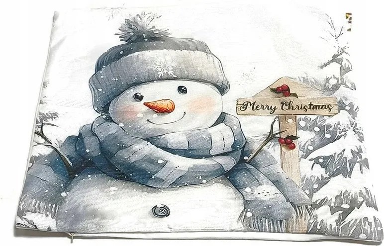 Díszpárnahuzat 43 x 43 cm Karácsonyi Hóember