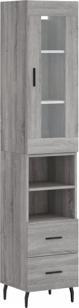 vidaXL szürke sonoma szerelt fa magasszekrény 34,5 x 34 x 180 cm